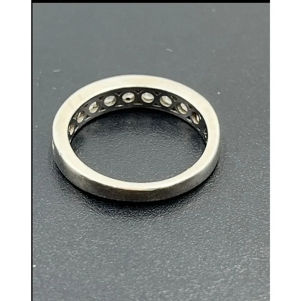 IBB Sterling Silver Designer CZ Band Half Eternity‎ Ring Sz 7.25